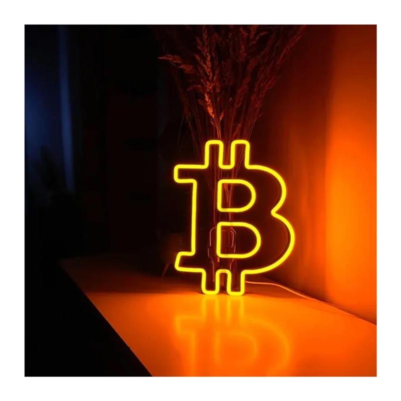 Party Games Shop - Tanda Neon Bitcoin, Dekorasi Dinding Ruang