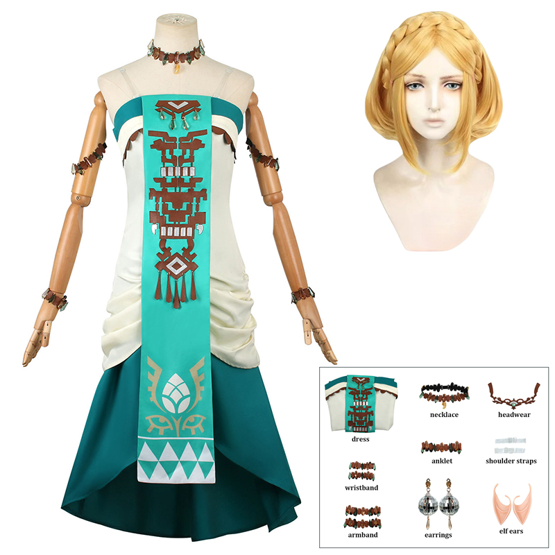 Zelda Party Games - Wig Kostum Cosplay Putri Zelda Pakaian